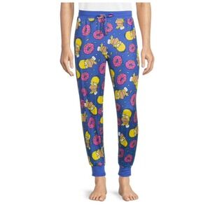 The Simpsons Lounge Pajama Pants Sz Medium Homer Donuts Blue Cozy Joggers